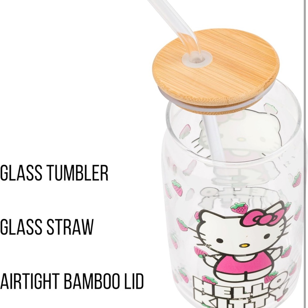 Hello Kitty Glass Tumbler with Straw - Picture 5 of 8